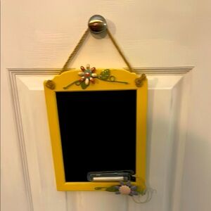 Yellow Hanging Chalkboard with Floral Accents